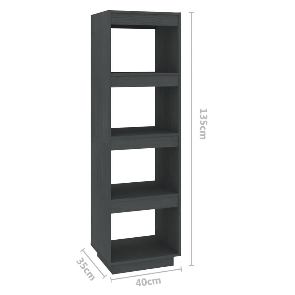Bibliothèque/séparateur de pièce gris 40x35x135 cm bois de pin massif
