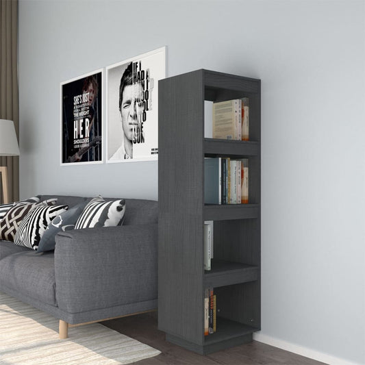 Bibliothèque/séparateur de pièce gris 40x35x135 cm bois de pin massif