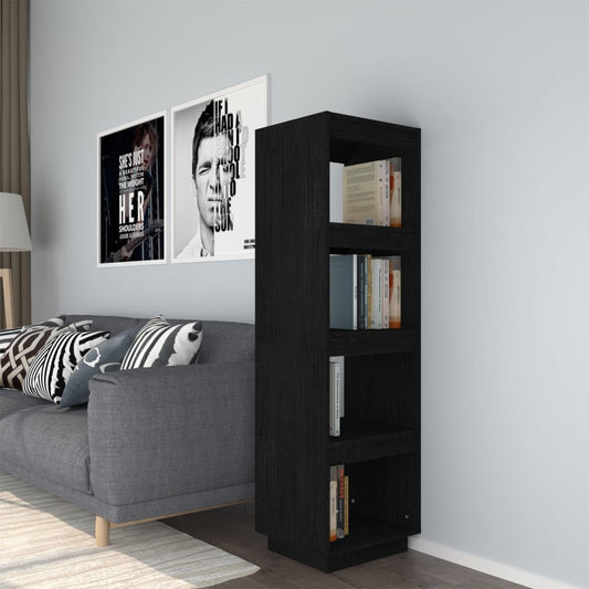 Bibliothèque/séparateur de pièce noir 40x35x135 cm bois de pin massif