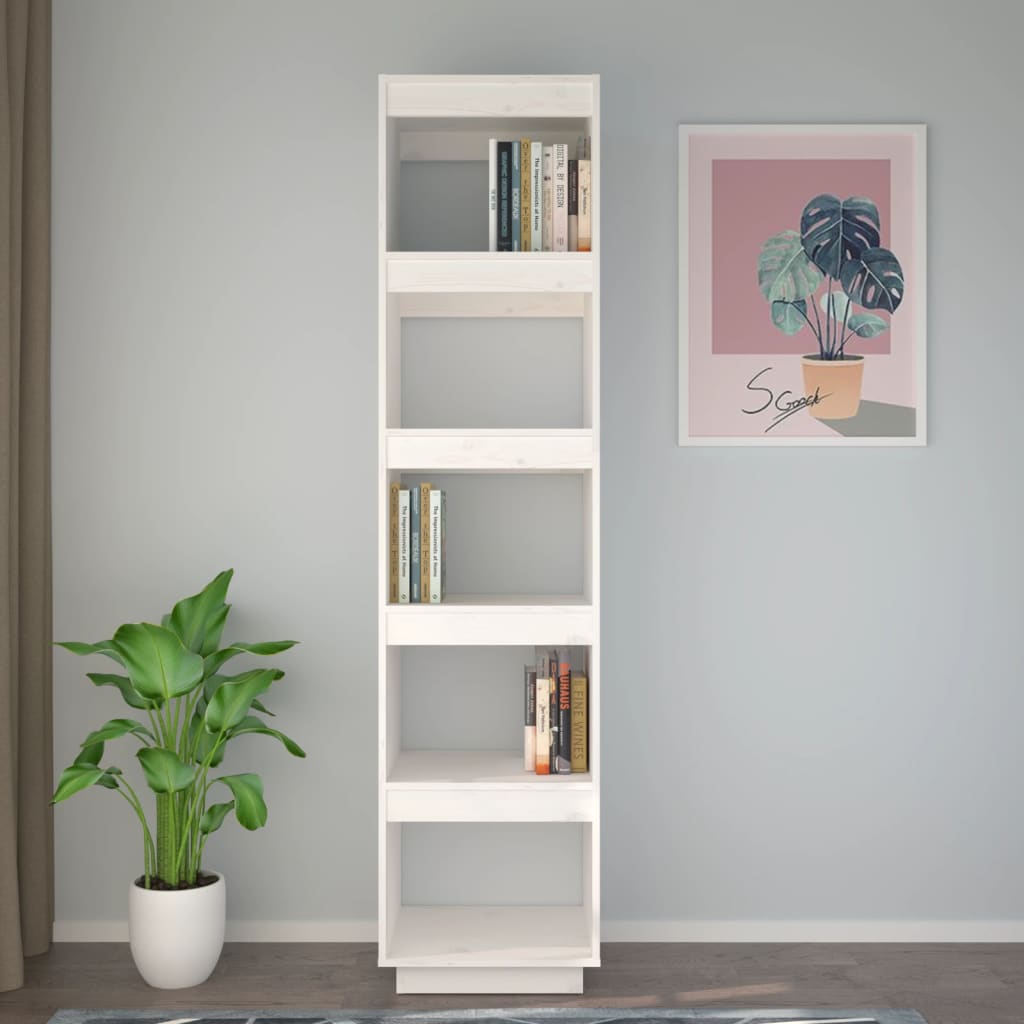 Bookcase/room divider white 40x35x167 cm solid pine wood