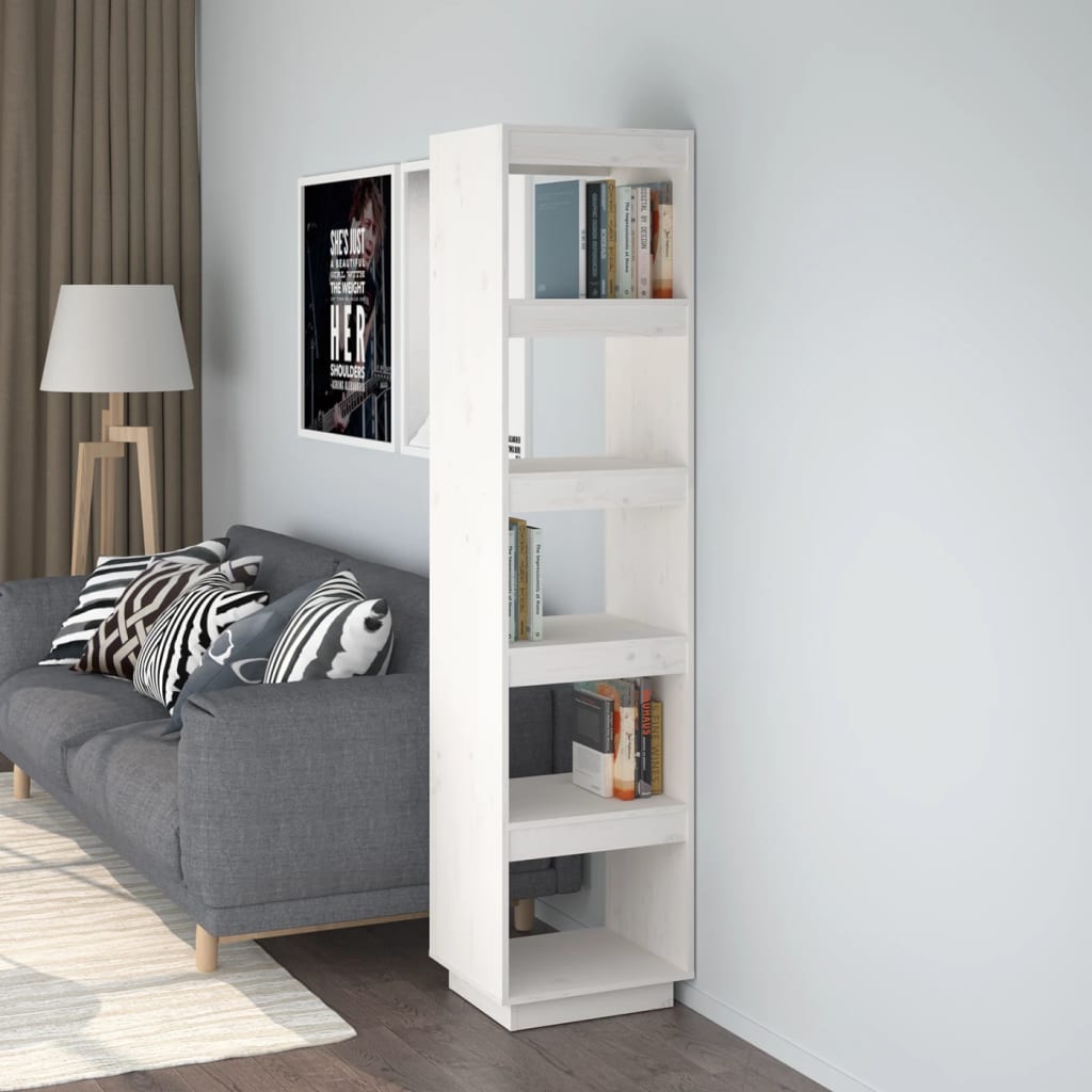 Bookcase/room divider white 40x35x167 cm solid pine wood