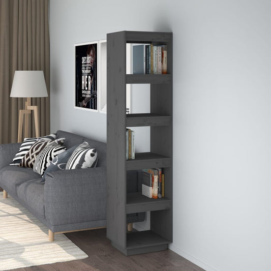 Bibliothèque/séparateur de pièce gris 40x35x167 cm bois de pin massif