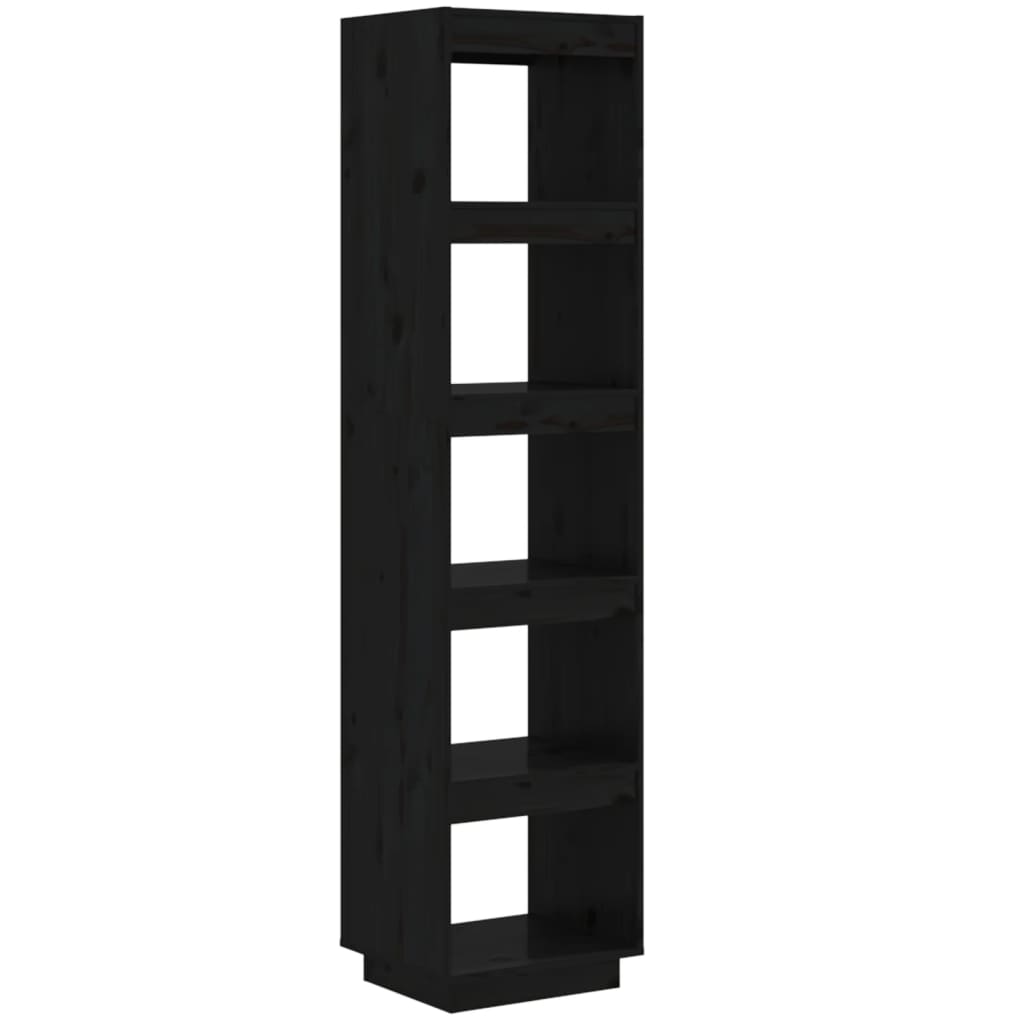 Bibliothèque/séparateur de pièce noir 40x35x167 cm bois de pin massif