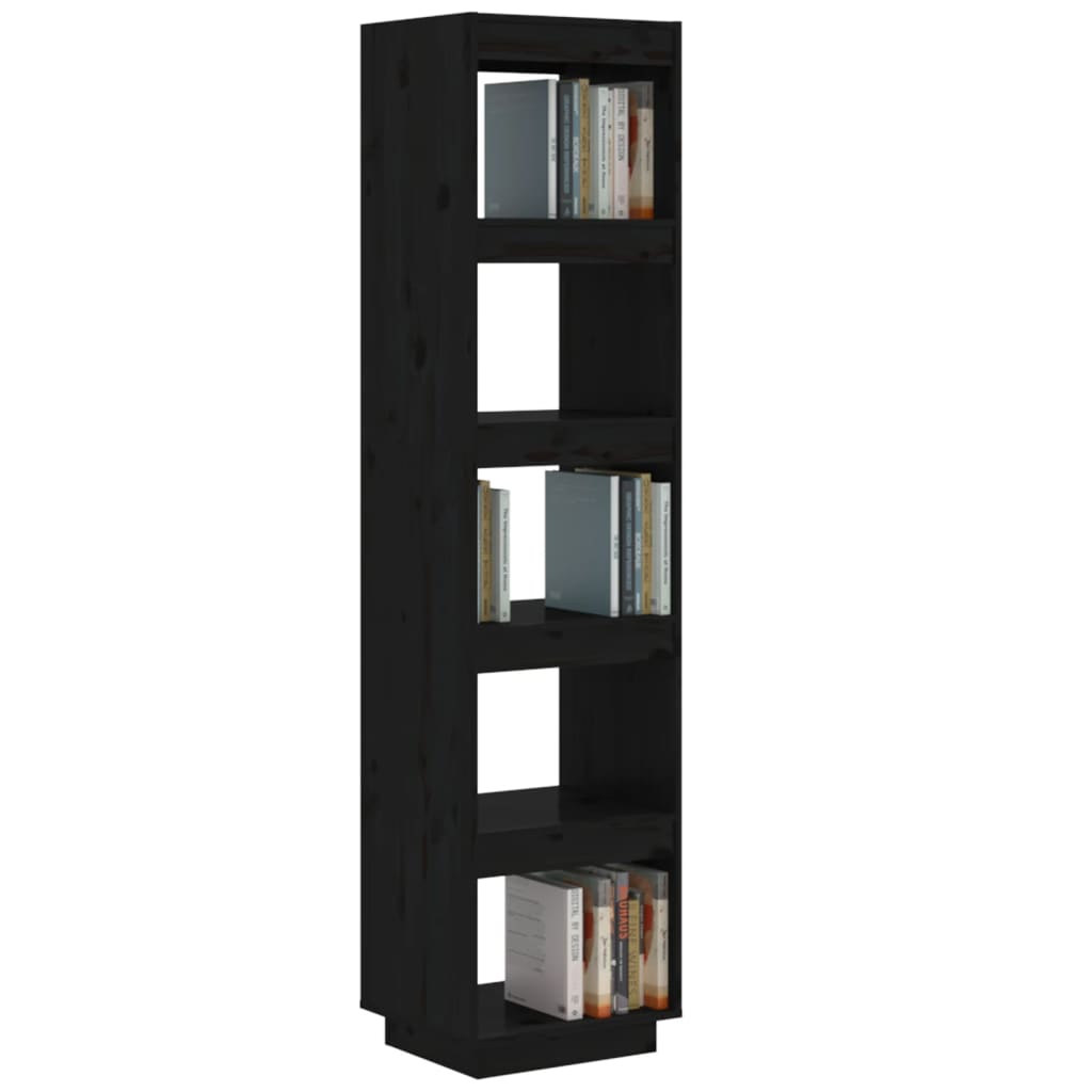 Bibliothèque/séparateur de pièce noir 40x35x167 cm bois de pin massif