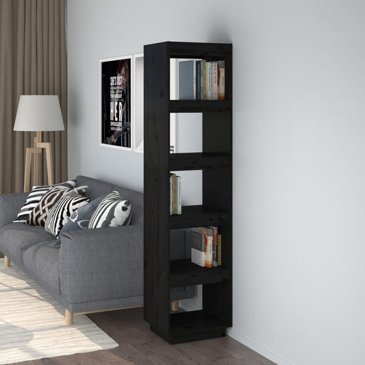 Bibliothèque/séparateur de pièce noir 40x35x167 cm bois de pin massif