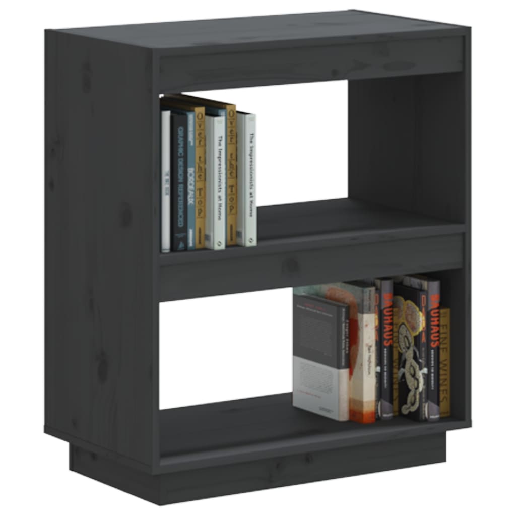 Bookcase Gray 60x35x71 cm Solid Pine Wood