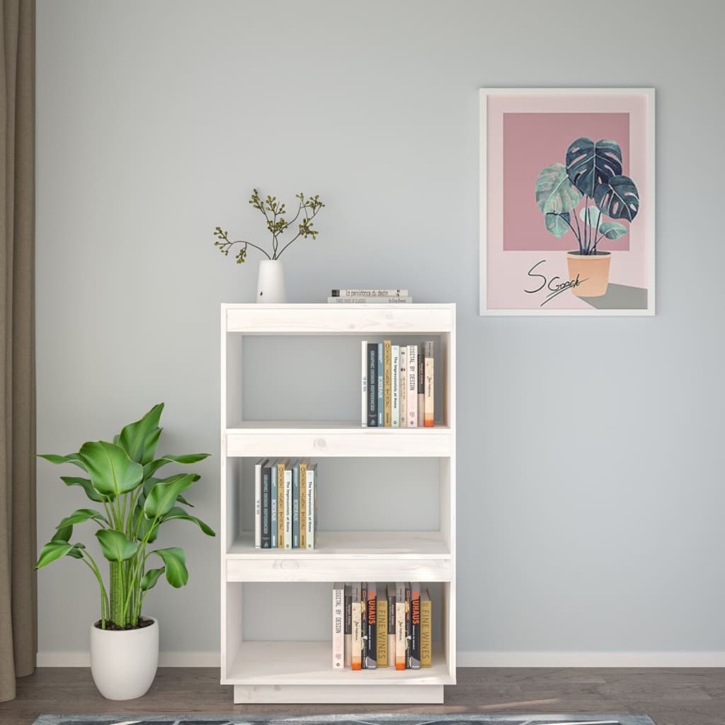 Bibliothèque/séparateur de pièce blanc 60x35x103 cm bois de pin massif