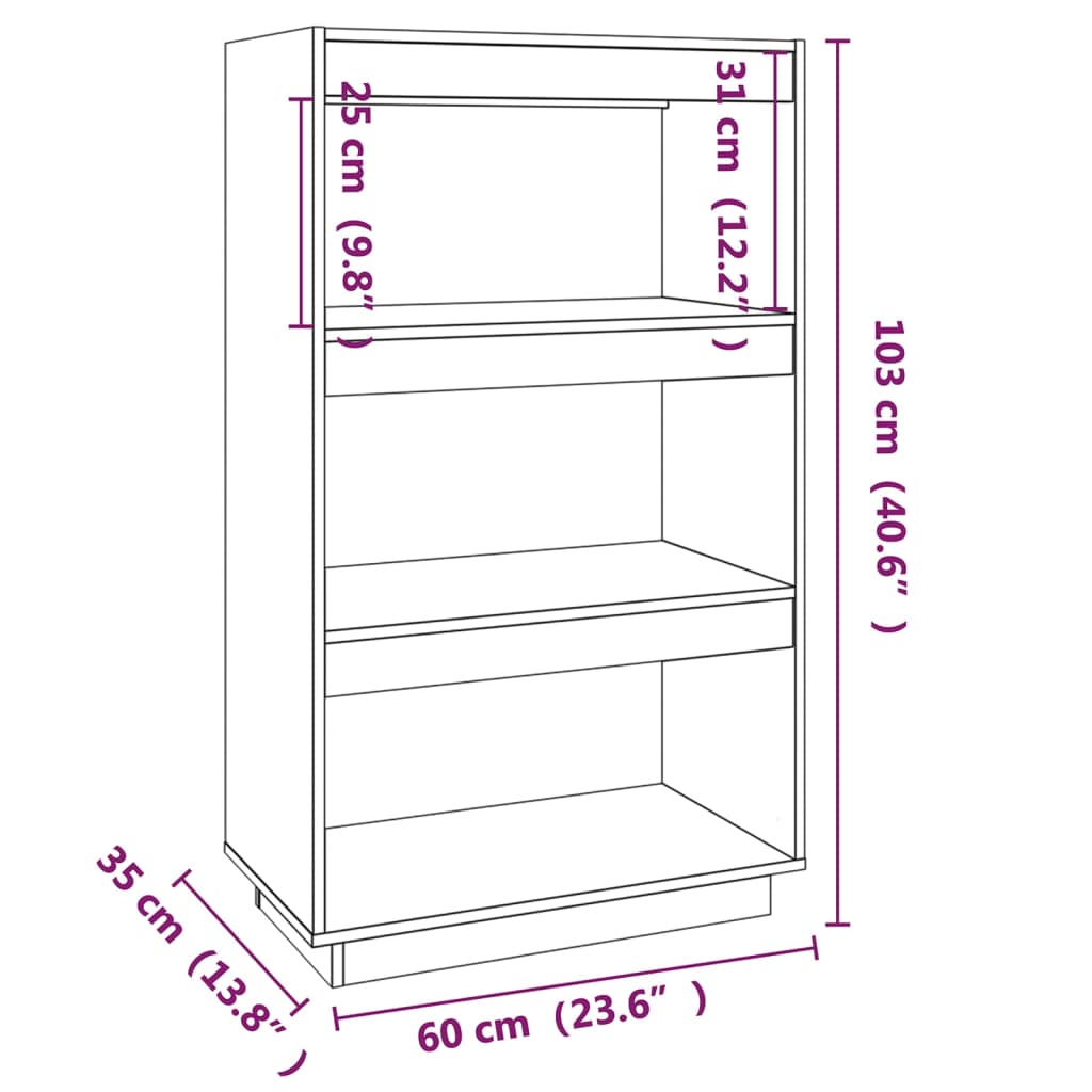 Bibliothèque/séparateur de pièce blanc 60x35x103 cm bois de pin massif