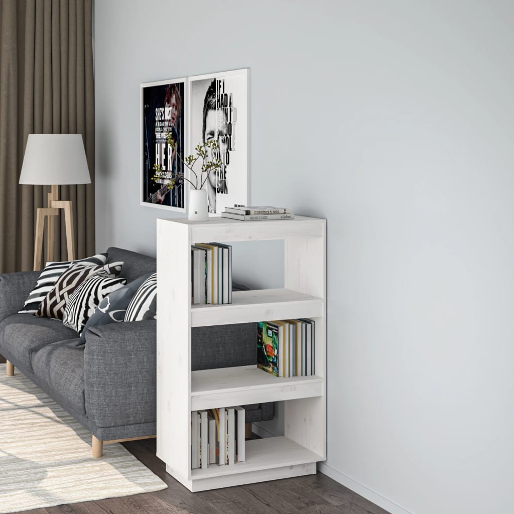 Bibliothèque/séparateur de pièce blanc 60x35x103 cm bois de pin massif