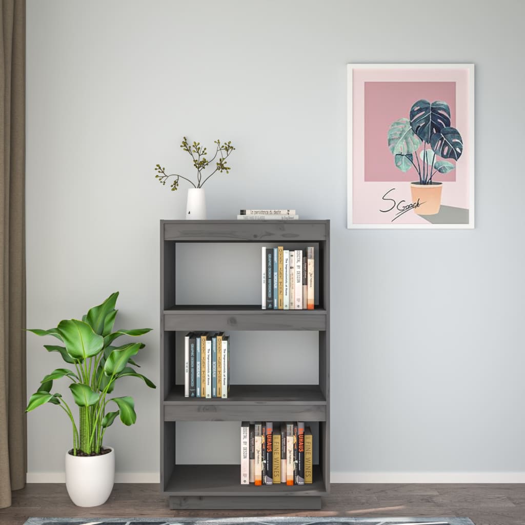 Bibliothèque/séparateur de pièce gris 60x35x103 cm bois de pin massif