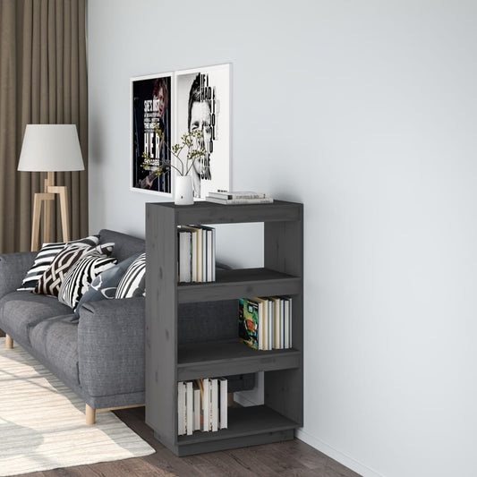 Bibliothèque/séparateur de pièce gris 60x35x103 cm bois de pin massif