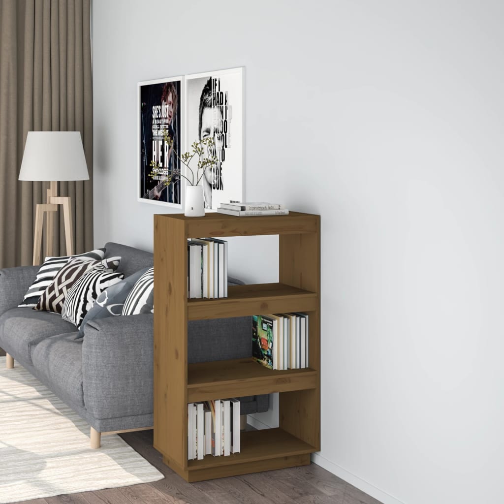 Bibliothèque/séparateur de pièce marron miel 60x35x103 bois de pin massif