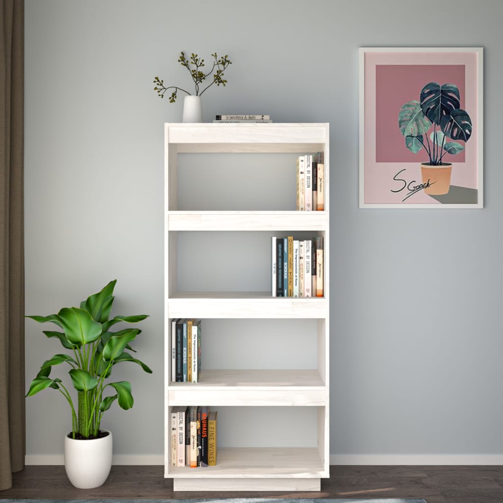 Bibliothèque/séparateur de pièce blanc 60x35x135 cm bois de pin massif