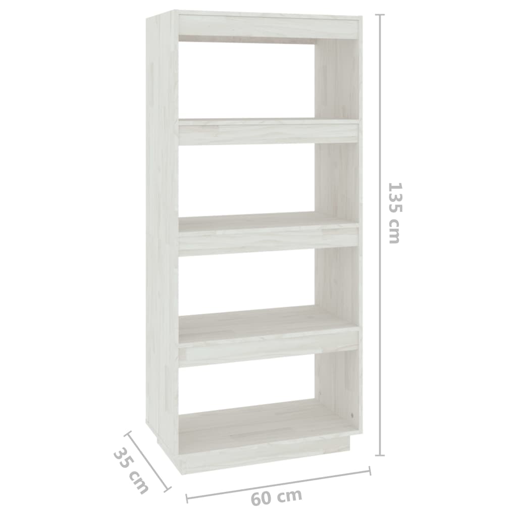 Bibliothèque/séparateur de pièce blanc 60x35x135 cm bois de pin massif