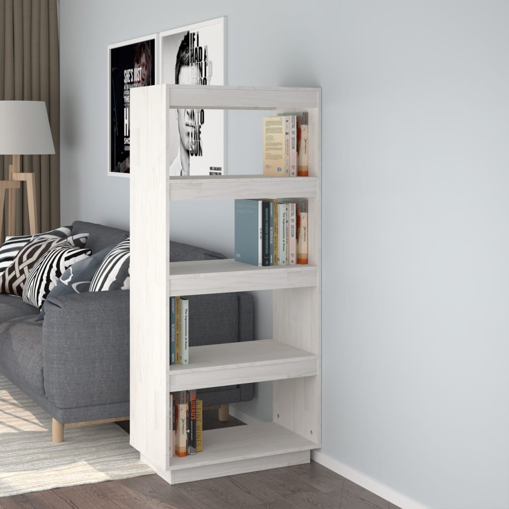 Bibliothèque/séparateur de pièce blanc 60x35x135 cm bois de pin massif