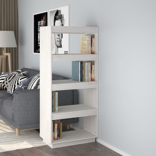 Bibliothèque/séparateur de pièce blanc 60x35x135 cm bois de pin massif