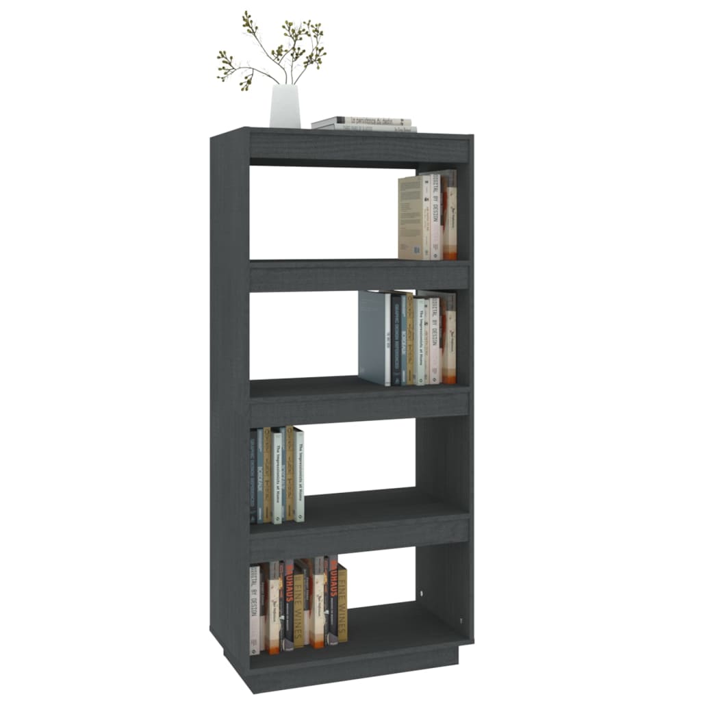 Bibliothèque/séparateur de pièce gris 60x35x135 cm bois de pin massif