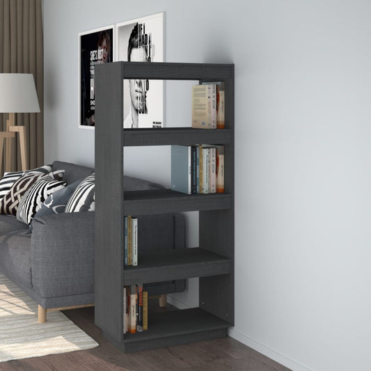 Bibliothèque/séparateur de pièce gris 60x35x135 cm bois de pin massif