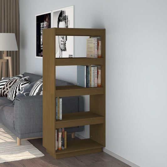 Bibliothèque/séparateur de pièce marron miel 60x35x135 bois de pin massif