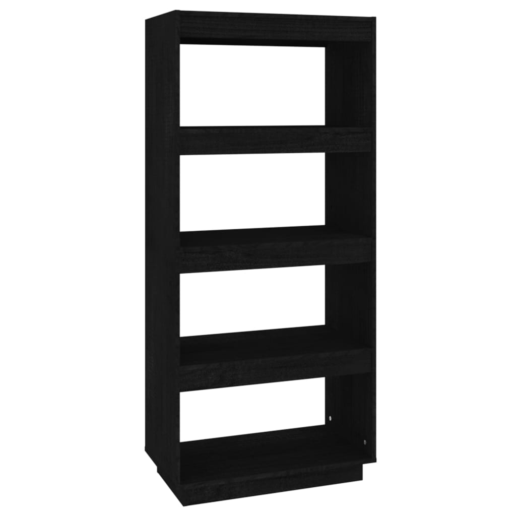 Bibliothèque/séparateur de pièce noir 60x35x135 cm bois de pin massif