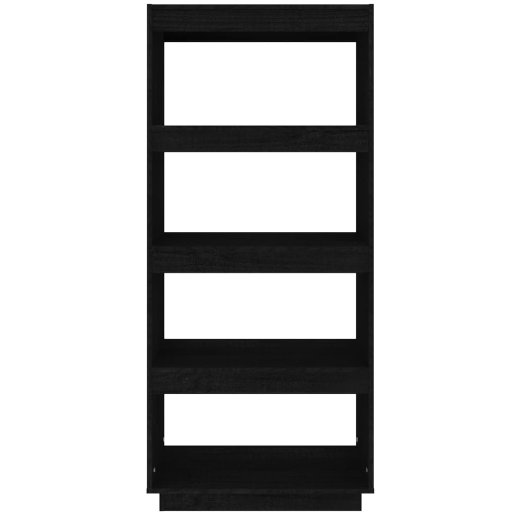 Bibliothèque/séparateur de pièce noir 60x35x135 cm bois de pin massif