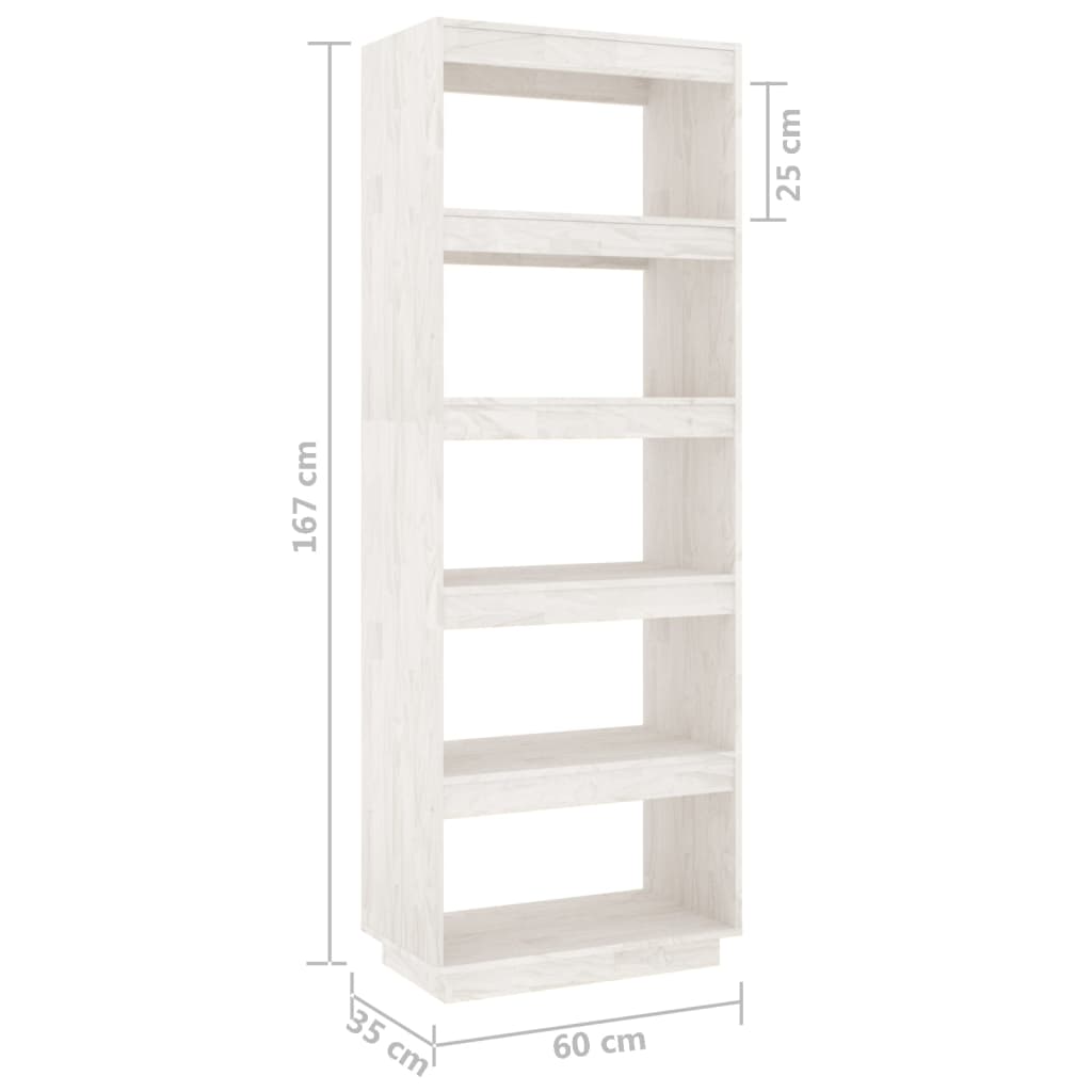 Bookcase/room divider white 60x35x167 cm solid pine wood