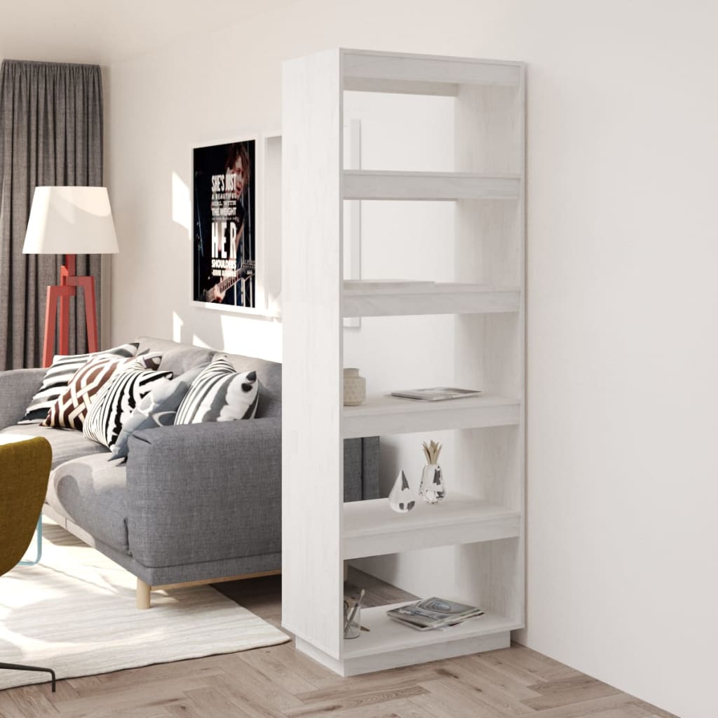 Bookcase/room divider white 60x35x167 cm solid pine wood