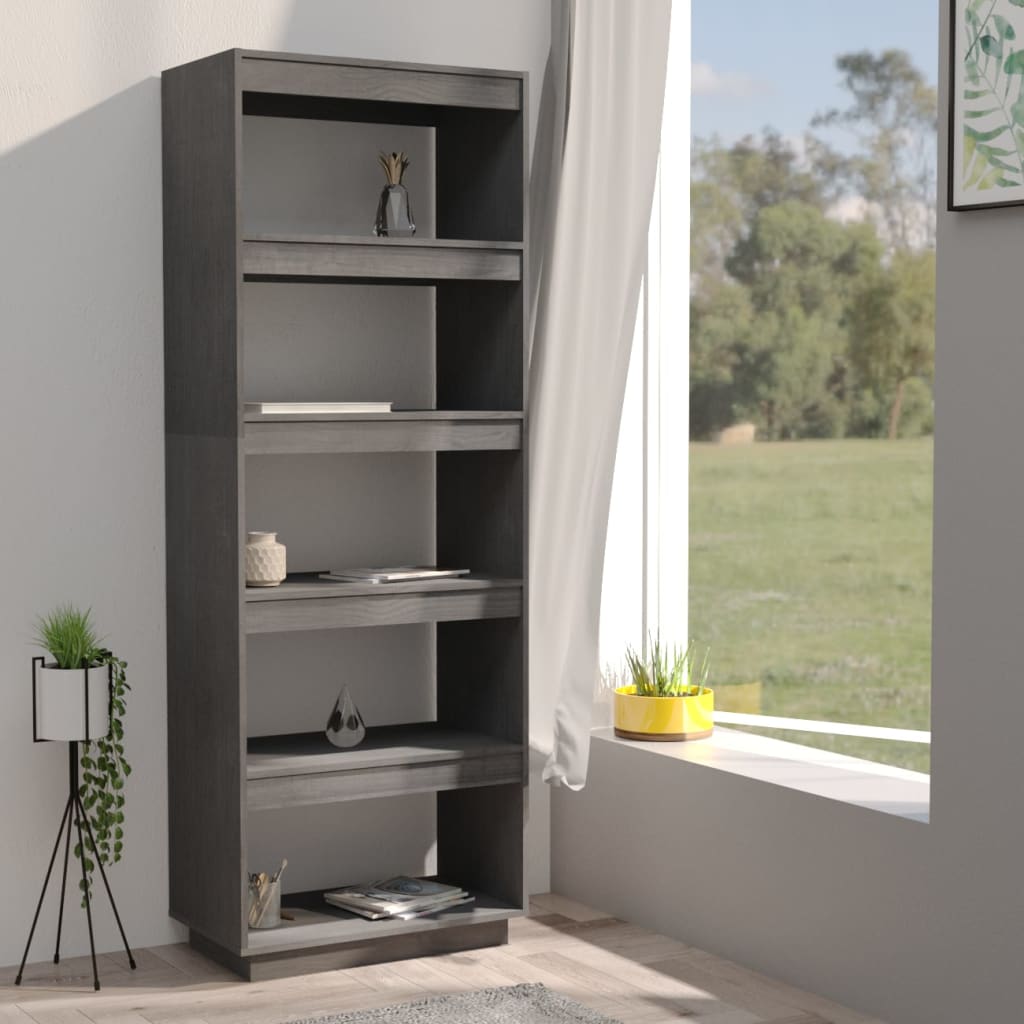 Bibliothèque/séparateur de pièce gris 60x35x167 cm bois de pin massif