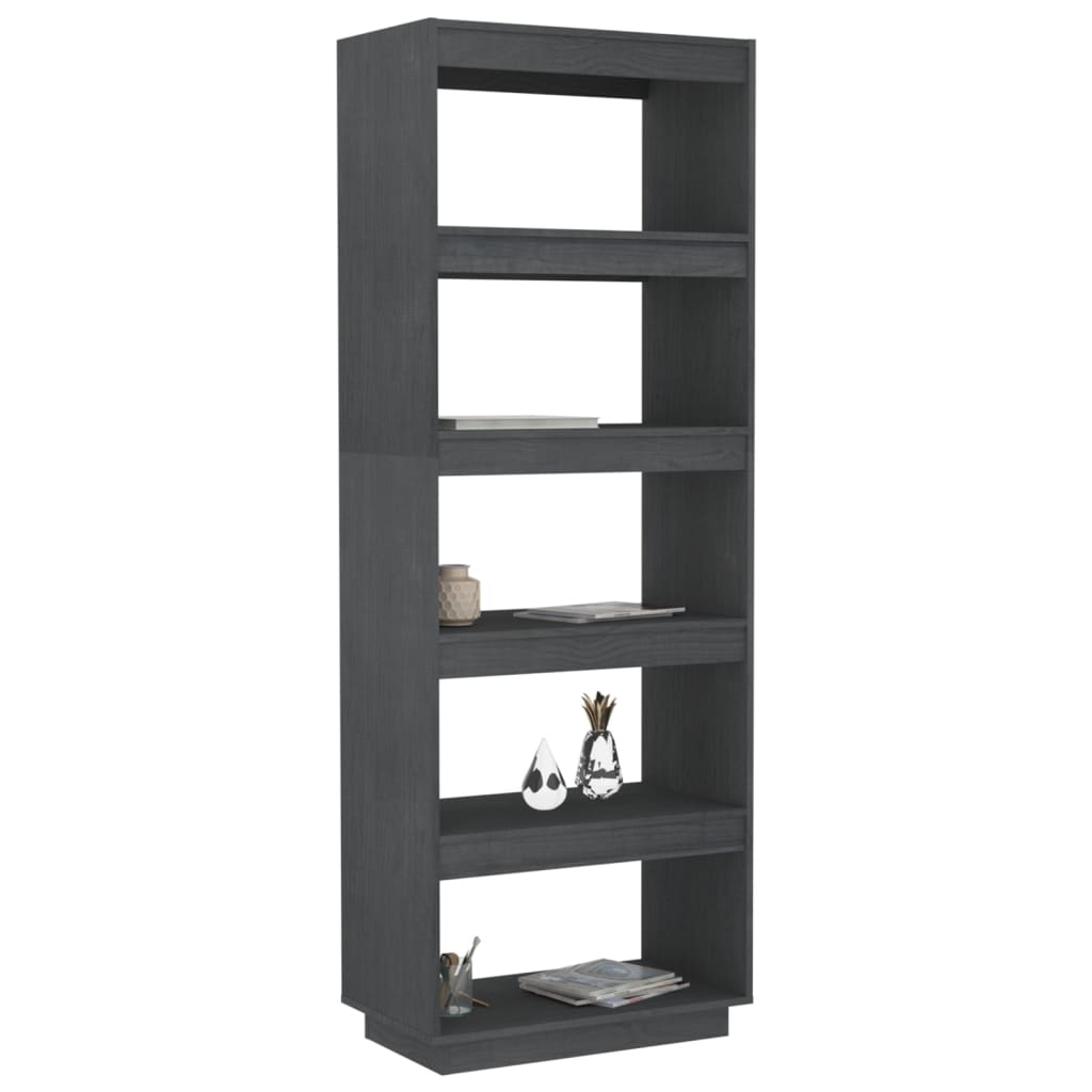 Bibliothèque/séparateur de pièce gris 60x35x167 cm bois de pin massif