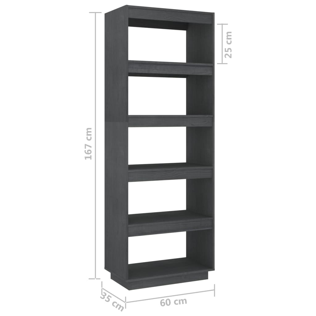 Bibliothèque/séparateur de pièce gris 60x35x167 cm bois de pin massif