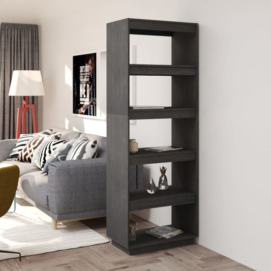 Bibliothèque/séparateur de pièce gris 60x35x167 cm bois de pin massif