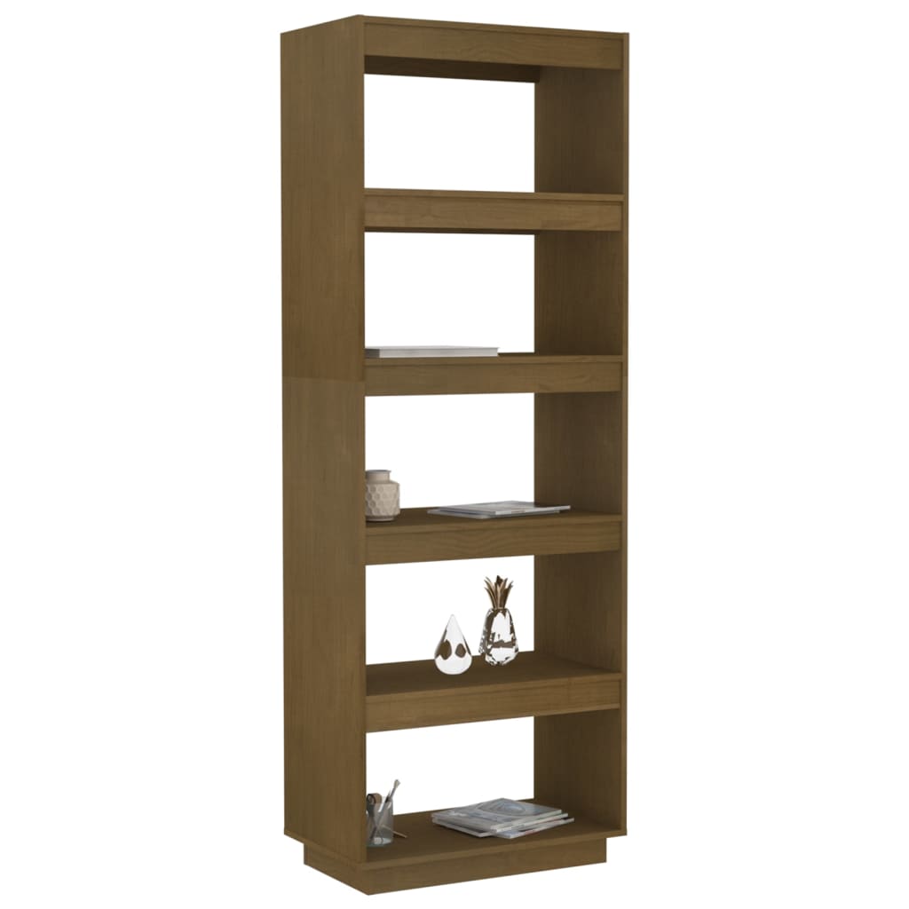 Bookcase/room divider honey brown 60x35x167 solid pine wood