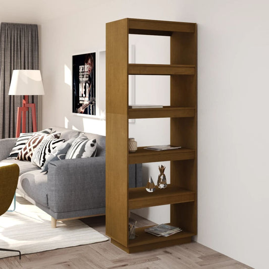 Bibliothèque/séparateur de pièce marron miel 60x35x167 bois de pin massif