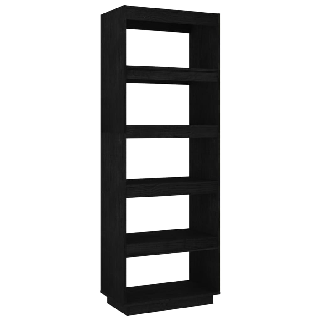 Bibliothèque/séparateur de pièce noir 60x35x167 cm bois de pin massif