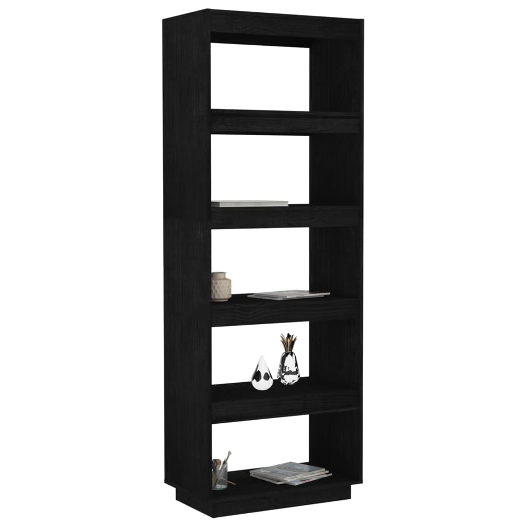 Bibliothèque/séparateur de pièce noir 60x35x167 cm bois de pin massif