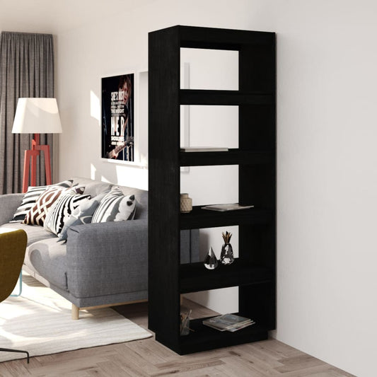 Bibliothèque/séparateur de pièce noir 60x35x167 cm bois de pin massif