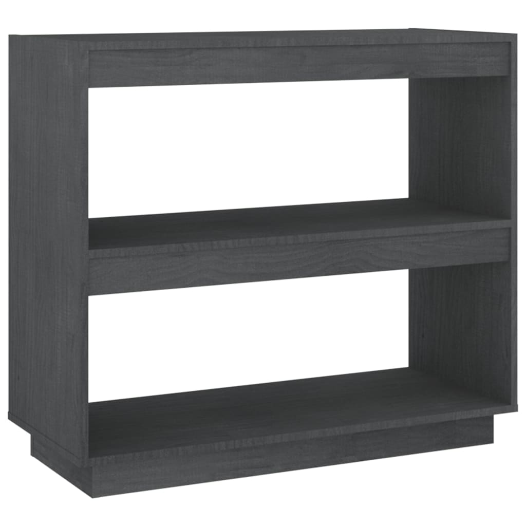 Bookcase Gray 80x35x71 cm Solid Pine Wood