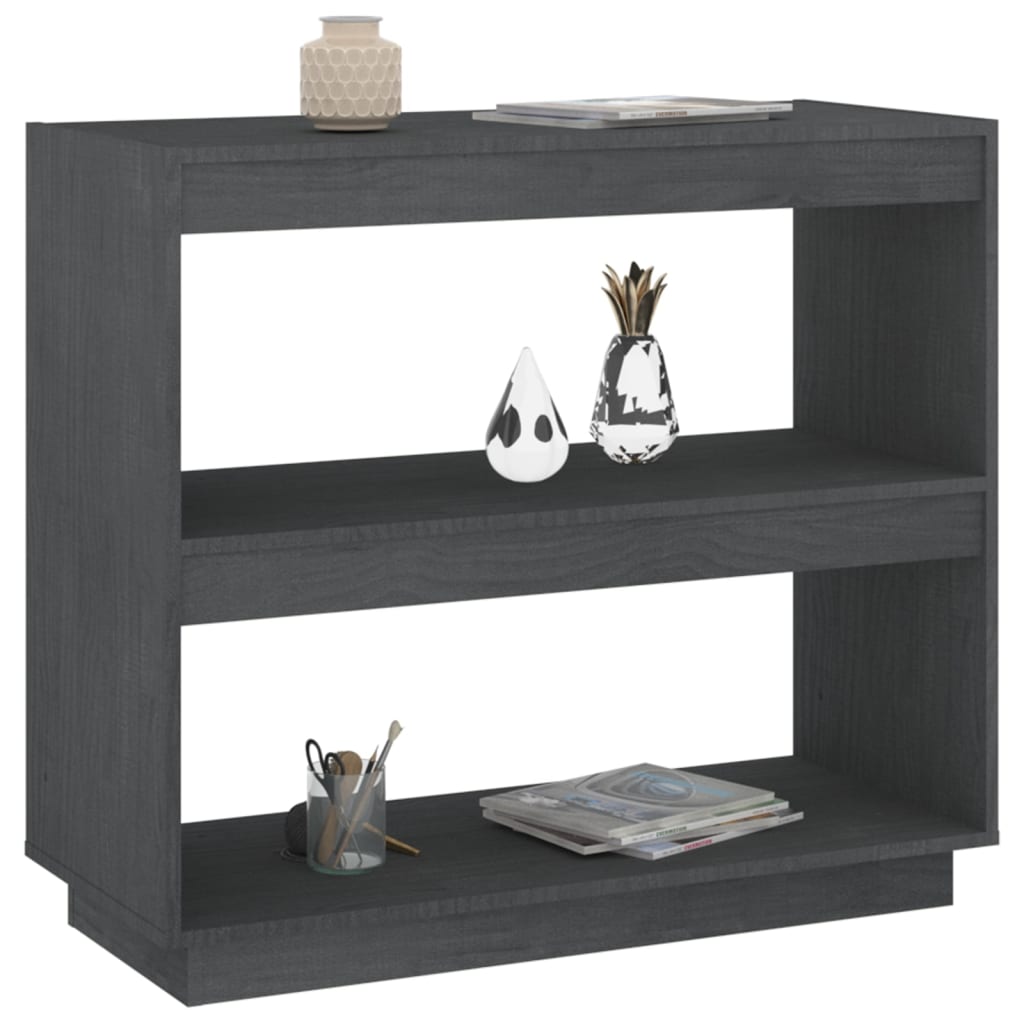 Bookcase Gray 80x35x71 cm Solid Pine Wood