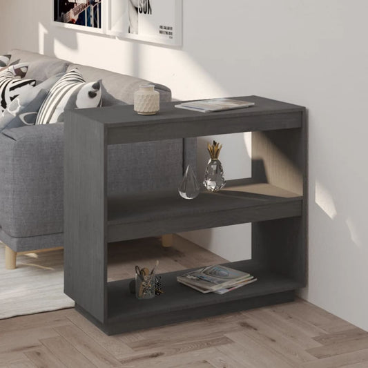 Bookcase Gray 80x35x71 cm Solid Pine Wood