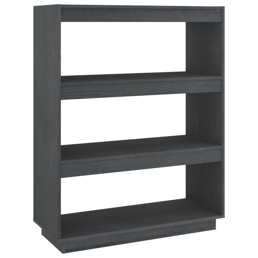 Bookcase/room divider gray 80x35x103 cm solid pine wood