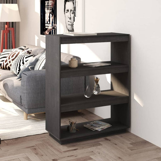 Bibliothèque/séparateur de pièce gris 80x35x103 cm bois de pin massif