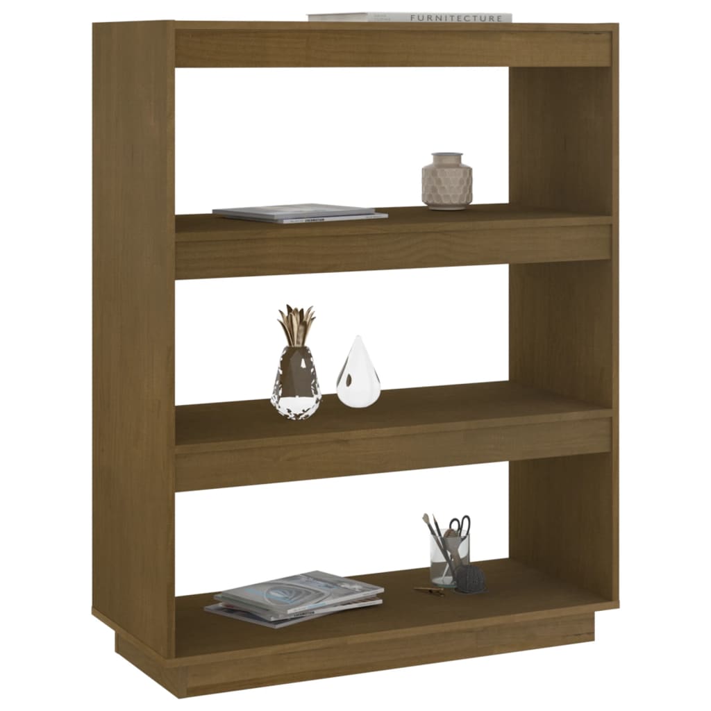 Bibliothèque/séparateur de pièce marron miel 80x35x103 bois de pin massif