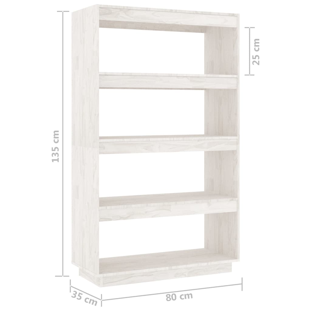 Bibliothèque/séparateur de pièce blanc 80x35x135 cm bois de pin massif