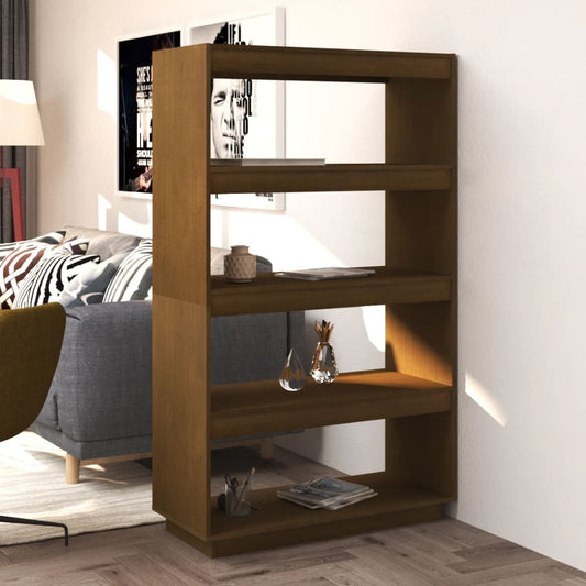 Bibliothèque/séparateur de pièce marron miel 80x35x135 bois de pin massif
