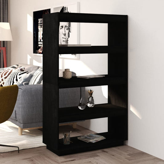 Bibliothèque/séparateur de pièce noir 80x35x135 cm bois de pin massif