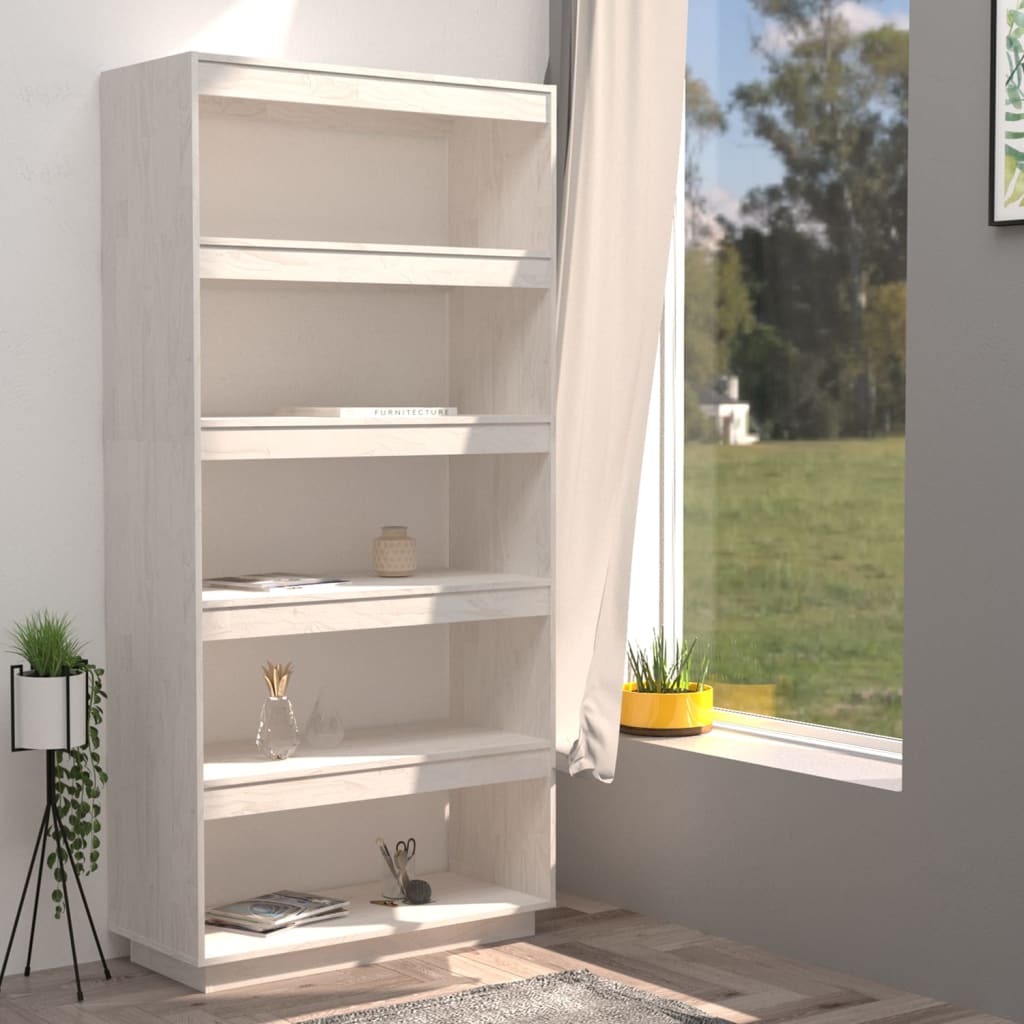 Bookcase/room divider white 80x35x167 cm solid pine wood