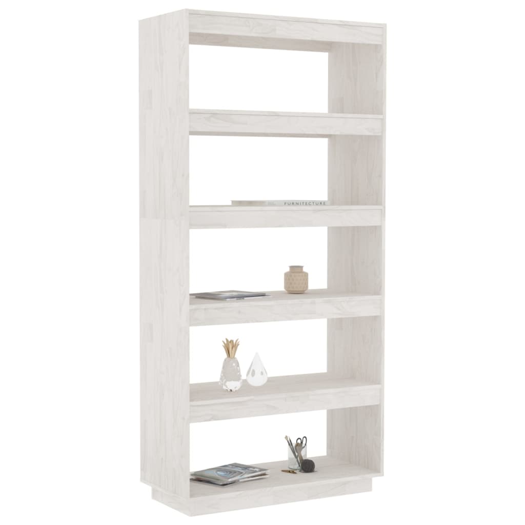 Bookcase/room divider white 80x35x167 cm solid pine wood