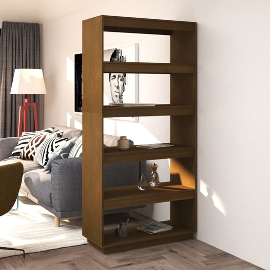 Bibliothèque/séparateur de pièce marron miel 80x35x167 bois de pin massif