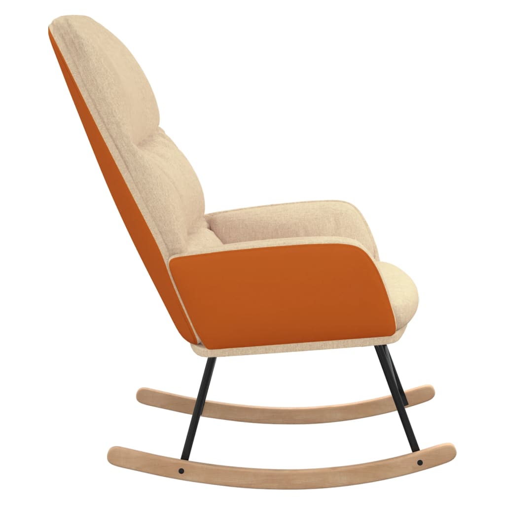 Rocking chair tissu blanc crème