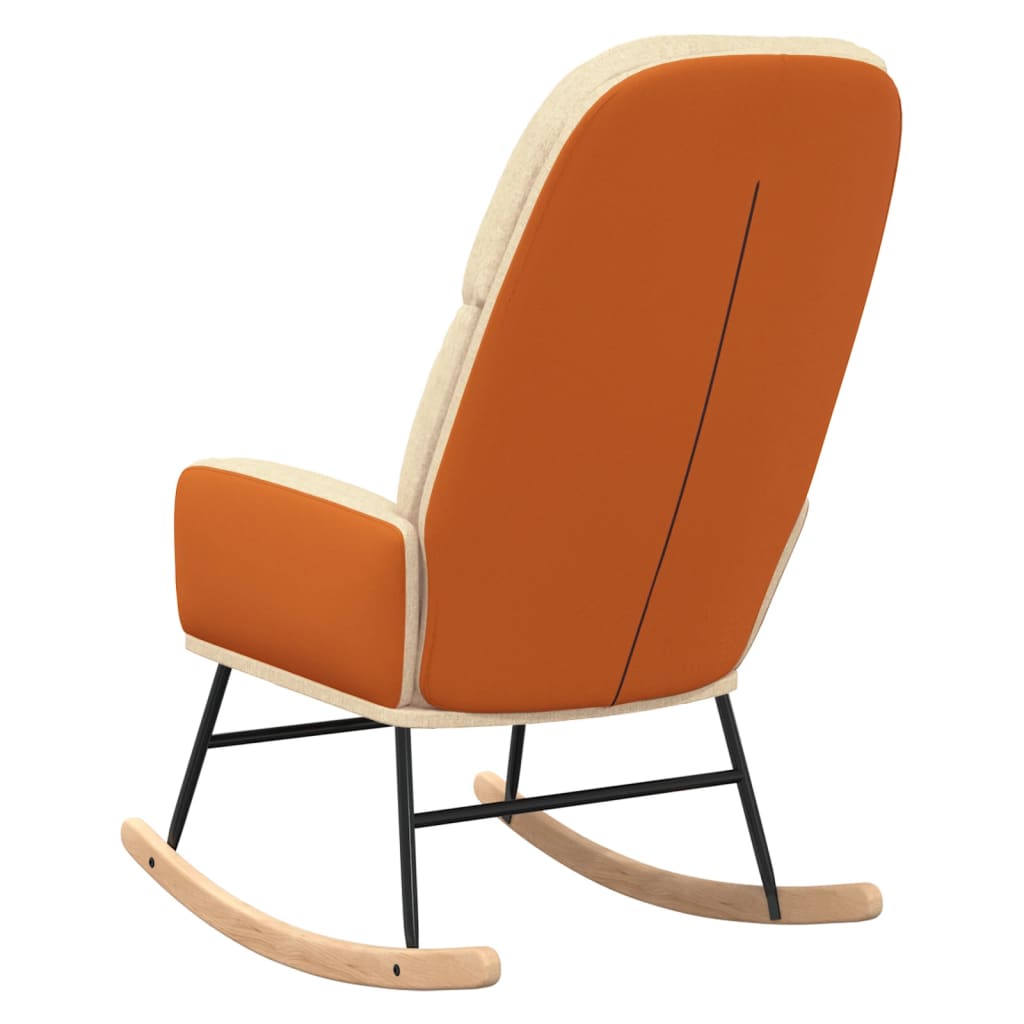 Rocking chair tissu blanc crème